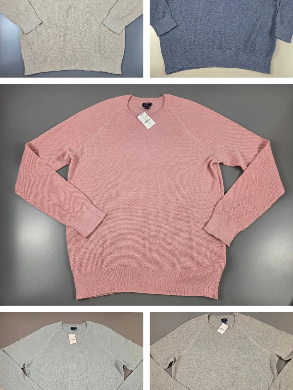NWT J. Crew Men’s Cotton‎ seed-stitch crewneck sweater Large GRAY